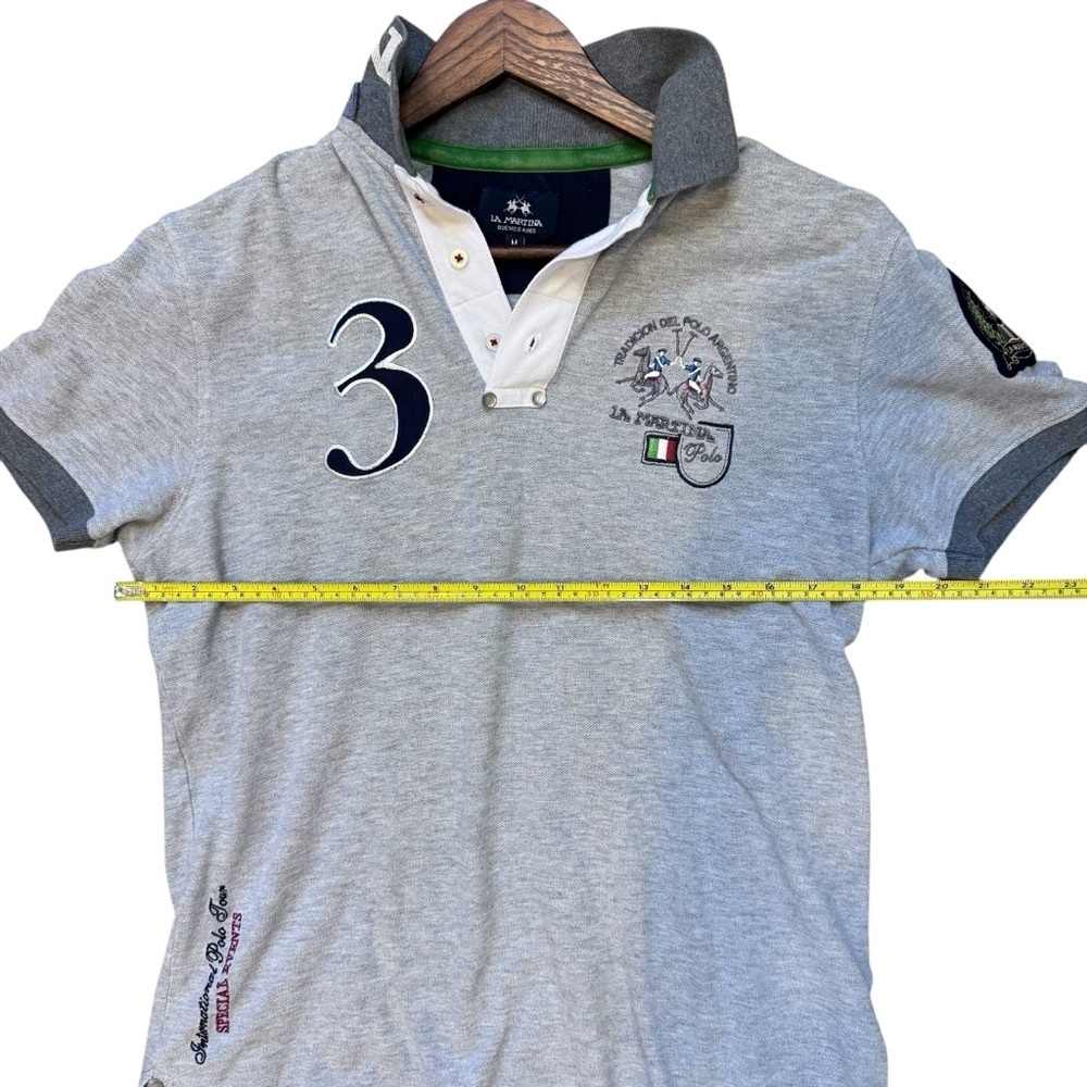 Vintage La Martina Italia Buenos Aires Grey Slim Fit Polo Shirt - Picture 13 of 15